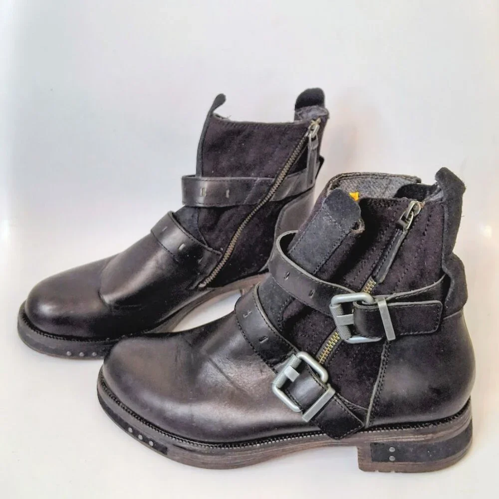 NEW CAT Footwear Kearny Black Leather Boot Bikercore Rocker Grunge Size 10 - Picture 1 of 6